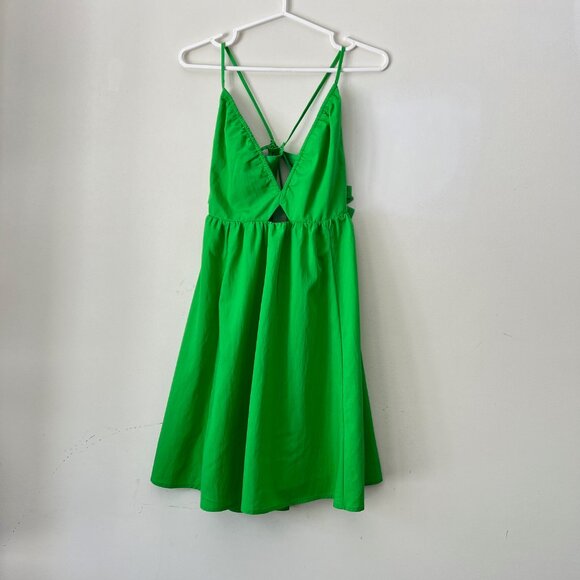 NEW H&M Cotton Blend Open Back Mini Dress, Size S - Picture 14 of 16